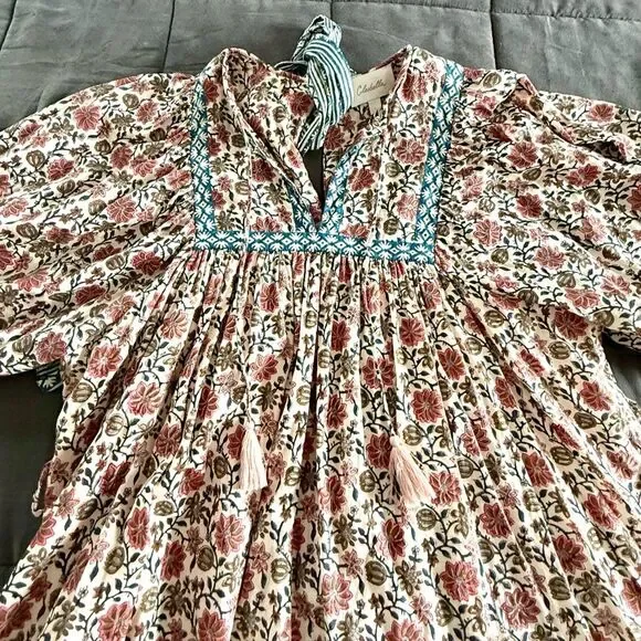 Cleobella Women’s Bohemian Magdalena Sunset Mini Dress With Tie Belt Size Large - Picture 8 of 9